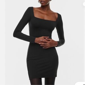 Aritzia Contour Black Long Sleeve Square Neck Mini Dress size M NWT